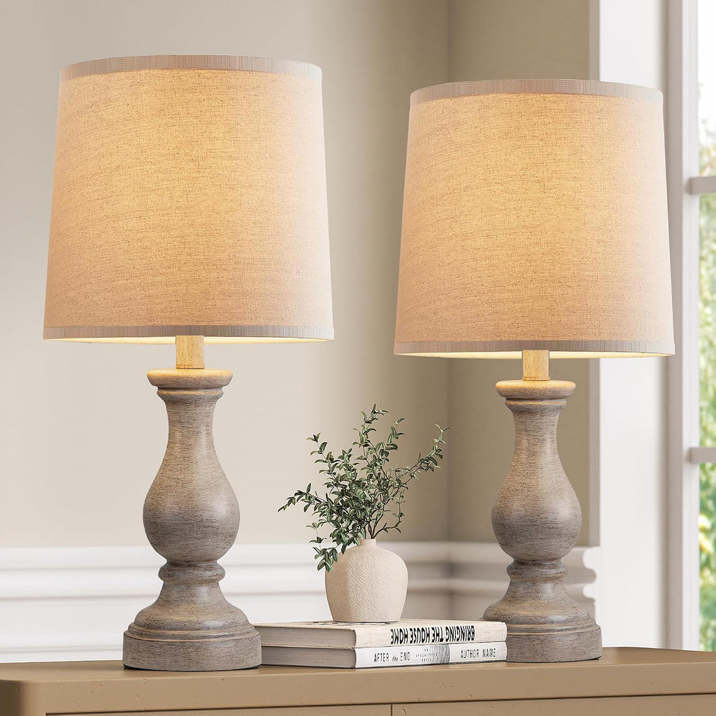 Seealle Farmhouse Table Lamps Set of 2 - Rustic Lamp for Bedroom Living Room, 22" Boho Bedside Lamps for Night Stands End Table Office…