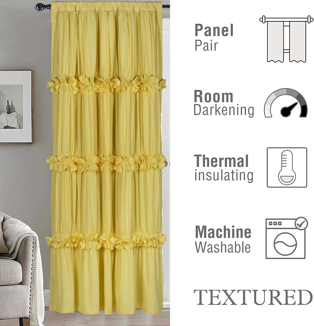 Homechoice Decor Thermal Insulated Blackout Window Curtains, 54" W x 84" L x 2 Panels, Boho Ruched Window Treatments with 3 Rows of…
