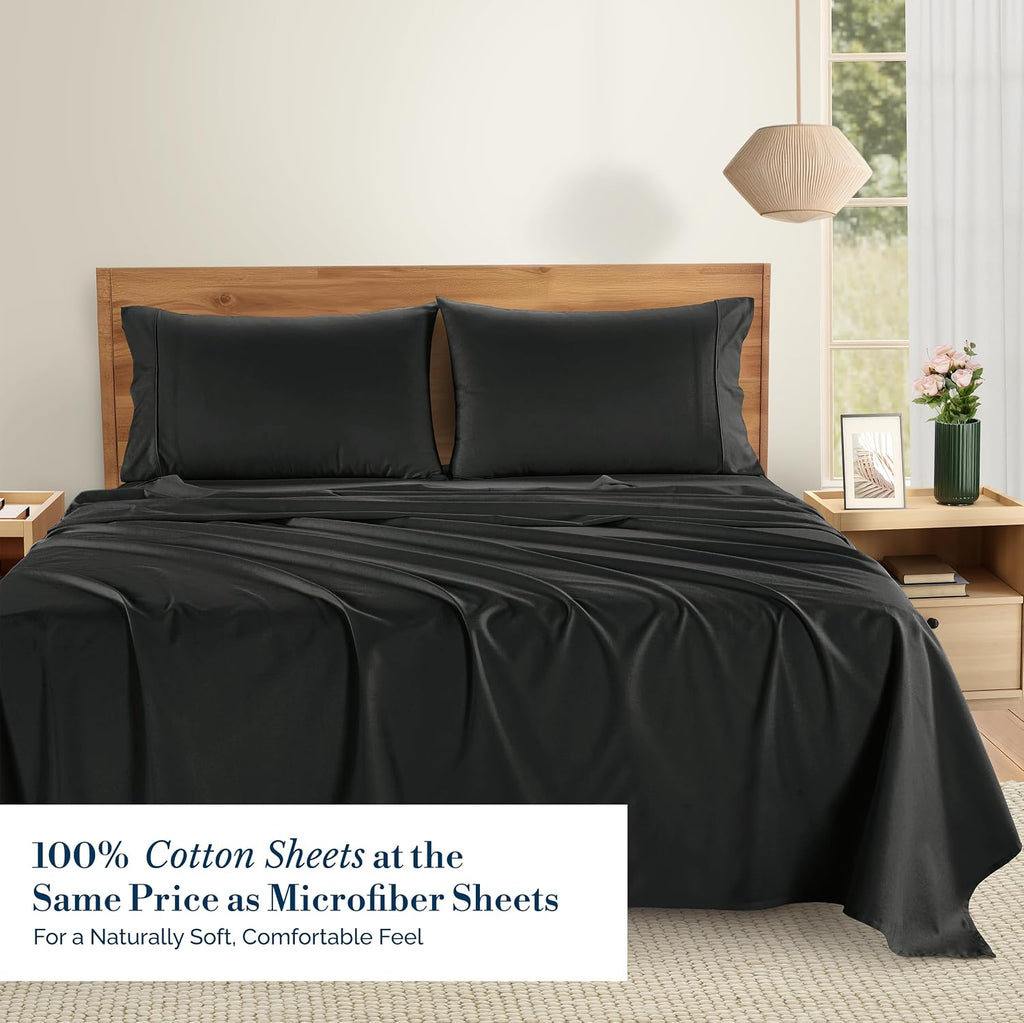 Casa Platino Sheets Twin – 4 Piece Crisp Percale Weave Twin Cooling Sheets with 15" Deep Pockets, Lightweight & Cool Feel for All…