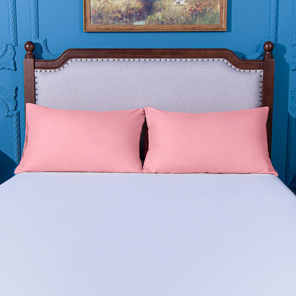 Ntbay King Pillowcase Set - 2 Pack Brushed Microfiber 20x40 Pillowcases - Soft, Wrinkle-Free, Fade-Resistant, Stain-Resistant, Pink Pillowc…