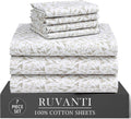 Ruvanti 100% Cotton Percale Sheets Split King Size 7 Piece Set, Cooling Bed Sheets for Hot Sleepers, Deep Pocket 16”, Breathable Lightweigh…