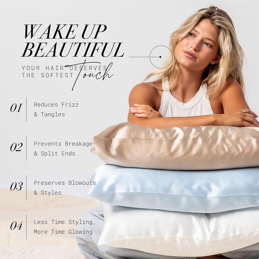 100% Mulberry Silk Pillowcase Infused with Silver Ions - Pure 30 Momme Grade 6A Fibers for Beautiful Skin and Hair - Cooling Pillow Case…