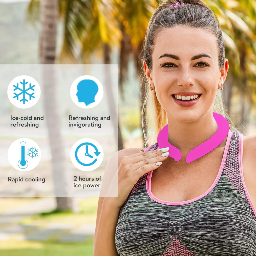 2PCS Neck Cooling Tube with Cold Insulated Bag, Reusable Ice Neck Cool Wearable Body Cooling Products for Summer Heat (Pink*2)
