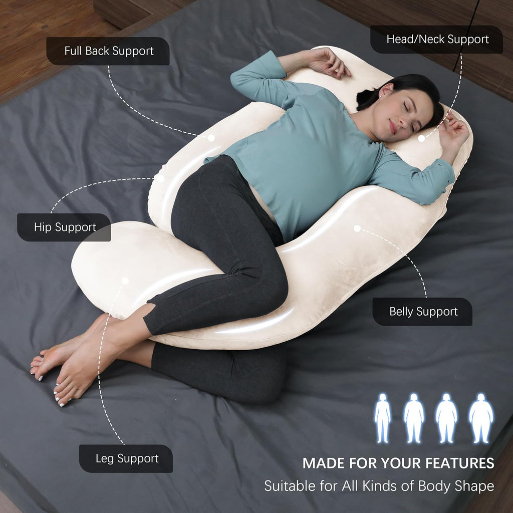 Moonpark MOON PARK Pregnancy Pillows for Sleeping - U Shaped Full Body Maternity Pillow with Removable Cover - Support for Back, Legs, Bell…
