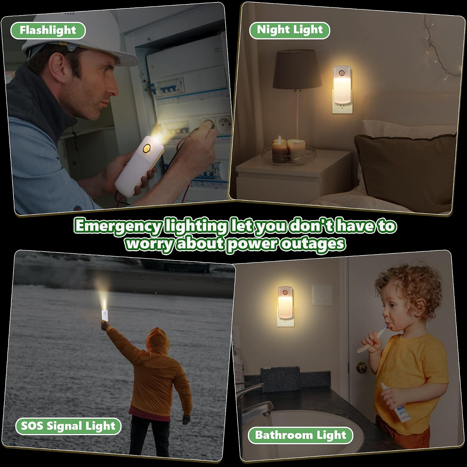 Enhon 3 Pack Emergency Power Failure Night Lights, Motion Sensor Night Light, Automatic Dusk to Dawn, Emergency Lights for Home…