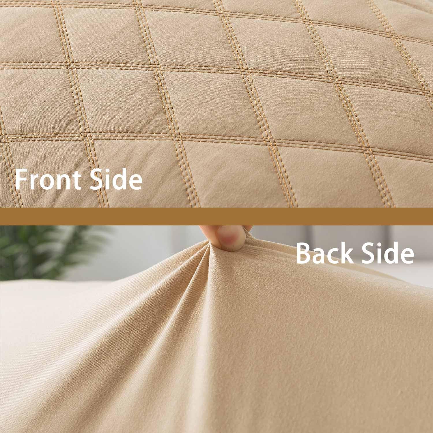 WhatsBedding Memory Foam Body Pillow for Adults, Long Pillow for Sleeping, Full Body Pillow for Bed - Dark Beige Quilted
