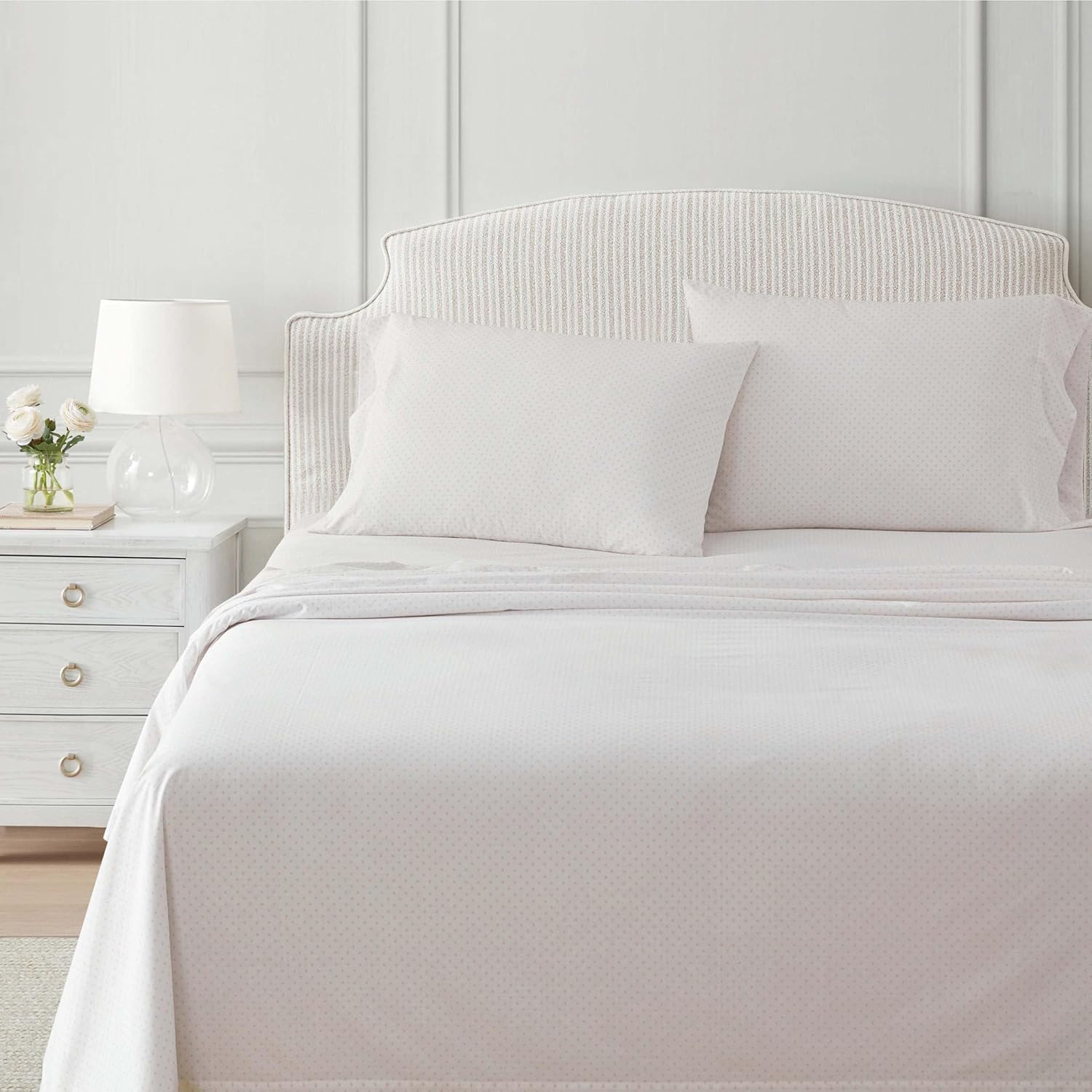 MarthaStewart Martha Stewart - King Size Sheets Set, Crisp & Tailored Cooling Sheets with a Naturally Smooth Cotton Percale Lightweight Fee…
