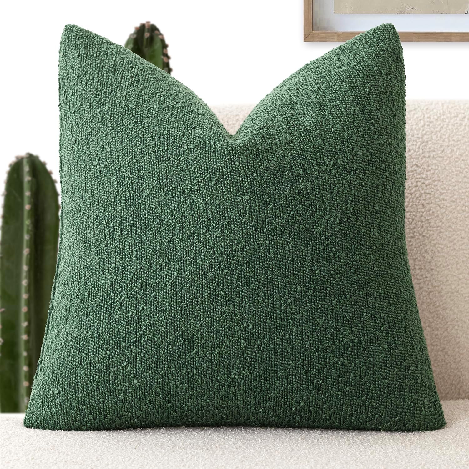 Foindtower Decorative Textured Boucle Throw Pillow Covers Accent Solid Pillow Cases Neutral Soft Cozy Couch Cushion Case for Chair Sofa…