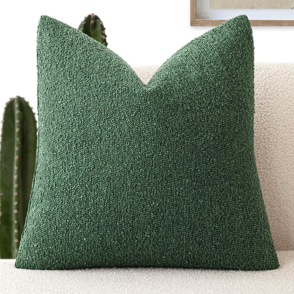 Foindtower Decorative Textured Boucle Throw Pillow Covers Accent Solid Pillow Cases Neutral Soft Cozy Couch Cushion Case for Chair Sofa…