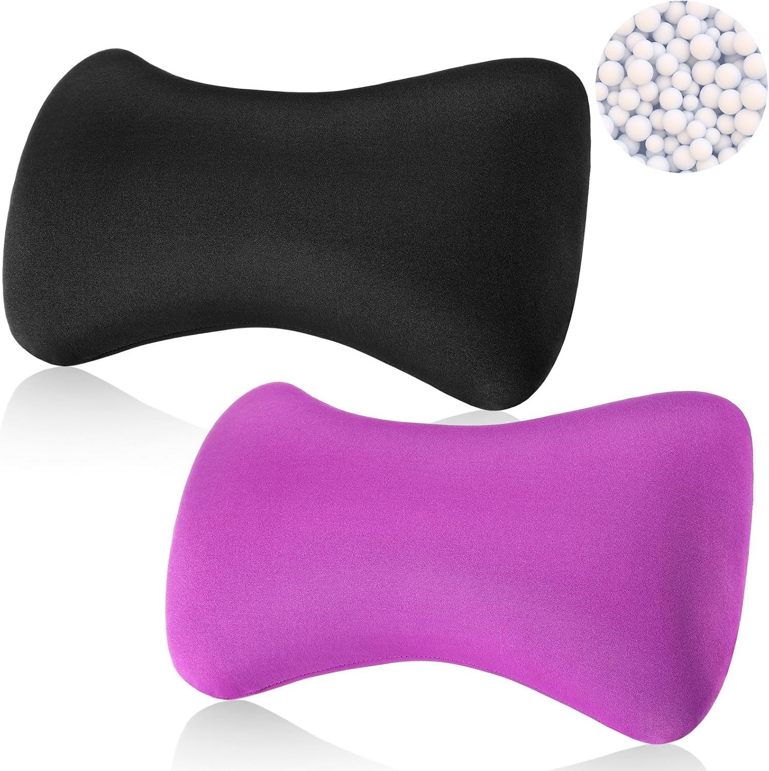 Thyle 2 Pack Bead Neck Pillow Small Bone Shape Neck Support Cushion for Bed Sofa Travel Soft Pillow for Home Sleeping Headrest and Lumbar…