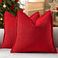 decorUhome Summer Corduroy Red Throw Pillow Covers 18x18 Set of 2 Decorative Soft Boho Farmhouse Couch Pillow Covers for Living Room Bed So…