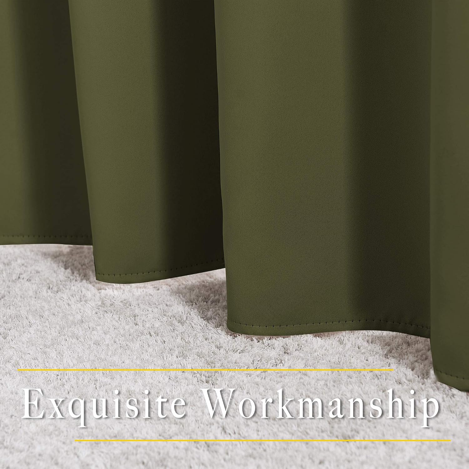 Nicetown Blackout Olive Green Curtains 63 inches Long, Functional Blackout Window Treatments Thermal Drapes Privacy Assured for Bedroom, 2…