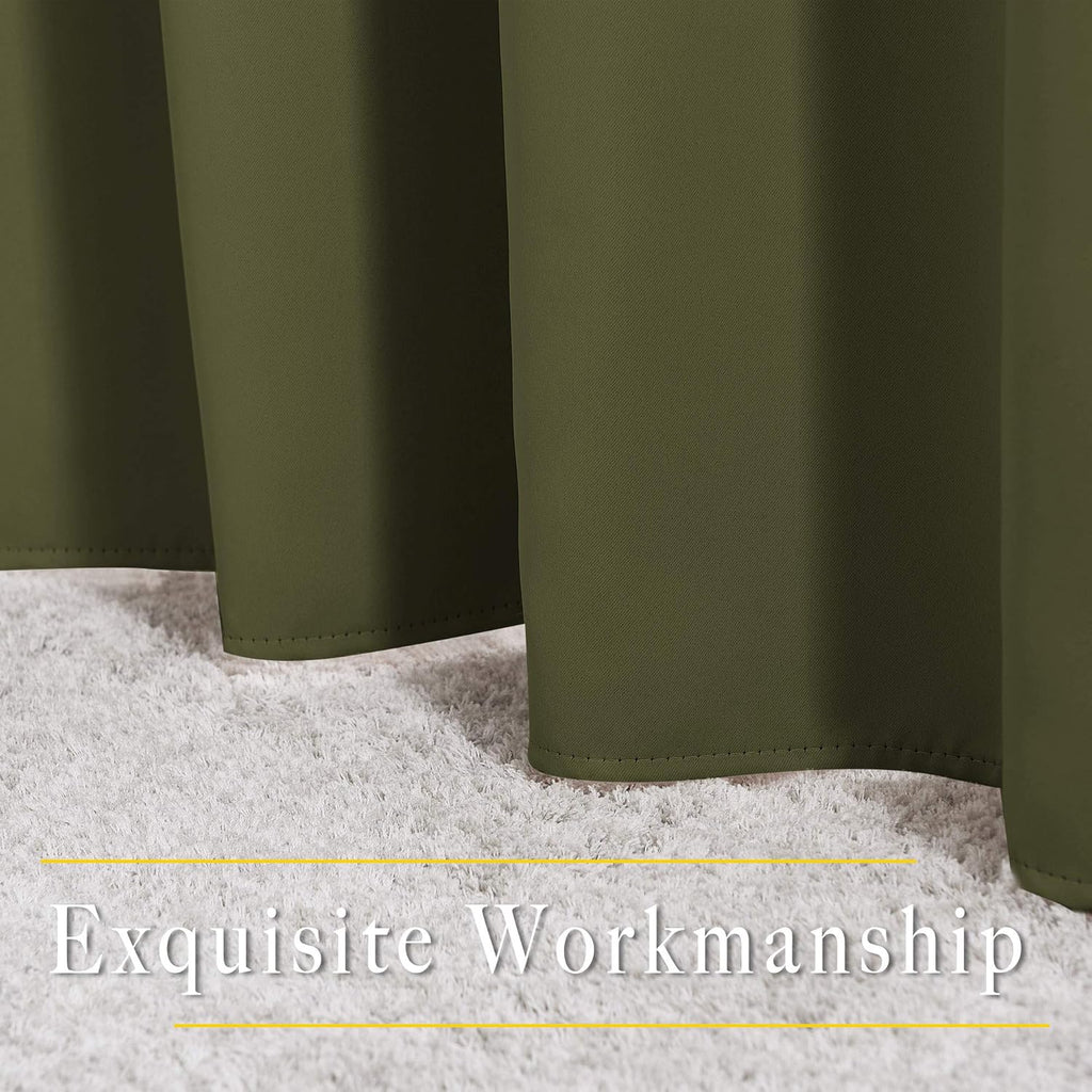 Nicetown Blackout Curtains for Girls Room - Thermal Insulated Solid Grommet Room Darkening Curtains/Panels/Drape for Bedroom (Olive Green,…