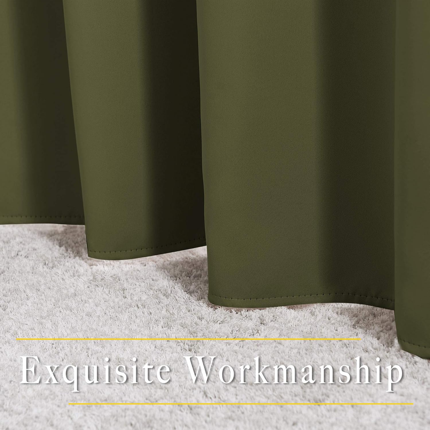 Nicetown Blackout Curtains for Girls Room - Thermal Insulated Solid Grommet Room Darkening Curtains/Panels/Drape for Bedroom (Olive Green,…