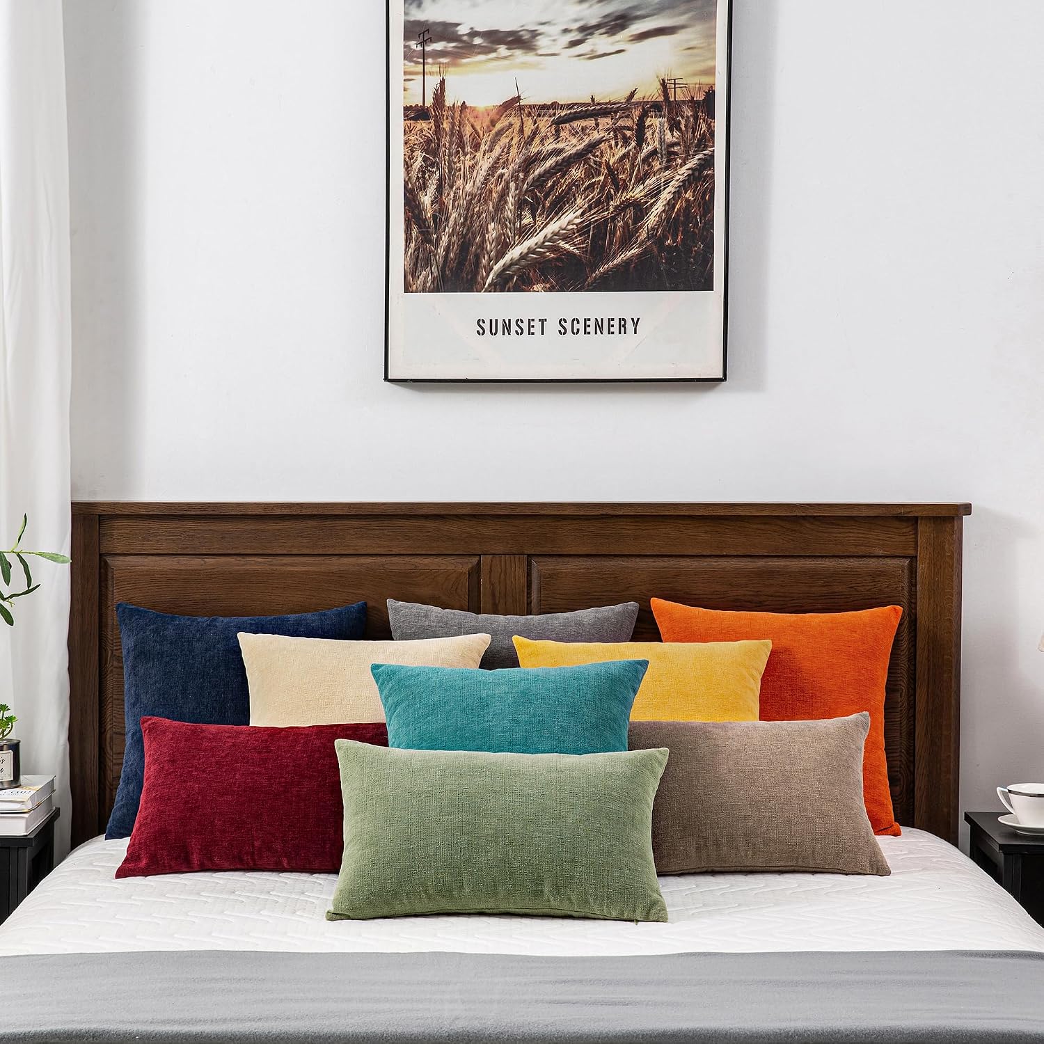 Gawamay Decorative Square Throw Pillow Covers 18"x18" Inch Set of 2, Super Soft Chenille Pillows Farmhouse Fall Pillowcase for Living Room…