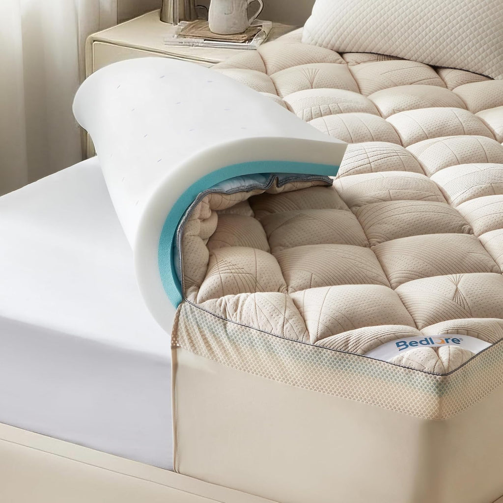 Bedlore 4-Inch Twin XL Mattress Topper for Back Pain - Dual Layer Medium Support (2" Gel Memory Foam + 2" Cooling Fluffy Pillow Top Pad)…