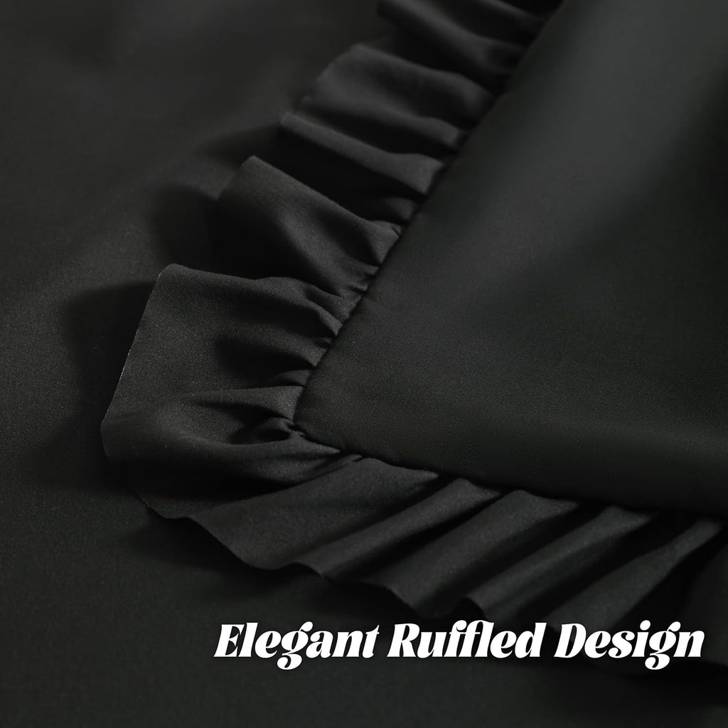 Bedsum Ruffled Pillow Shams Standard 20x26 Set of 2, Brushed Microfiber Pillowcases with Envelope Closure, Soft Wrinkle-Resistant, Black Bl…