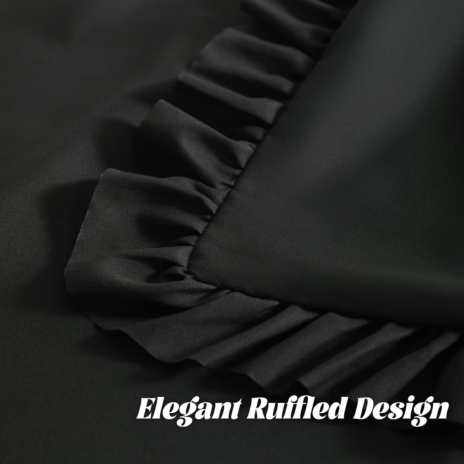 Bedsum Ruffled Pillow Shams Standard 20x26 Set of 2, Brushed Microfiber Pillowcases with Envelope Closure, Soft Wrinkle-Resistant, Black Bl…