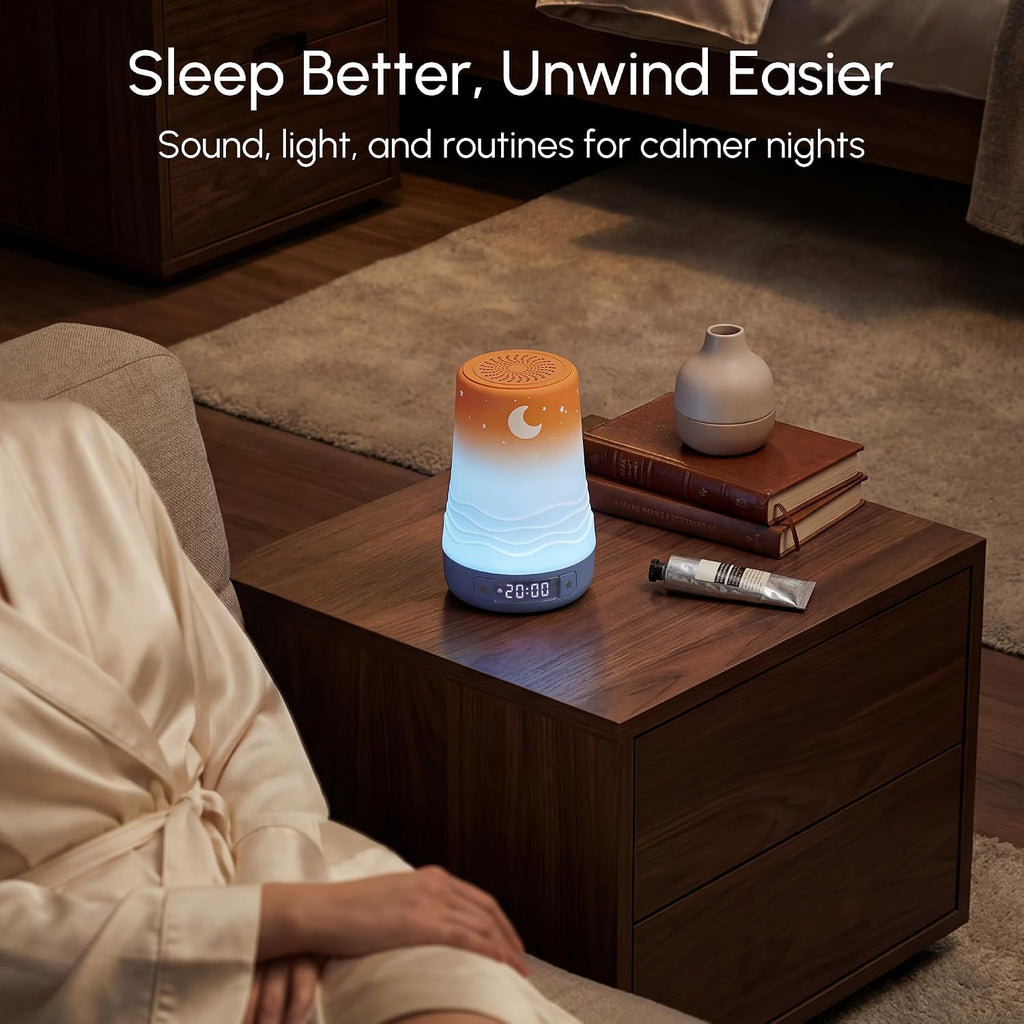 Mewaii White Noise Sound Machine Baby & Adult, 100 Soothing Sounds, AI Cry Detection, App Control, 360° RGB Night Light, Sleep Routine Buil…