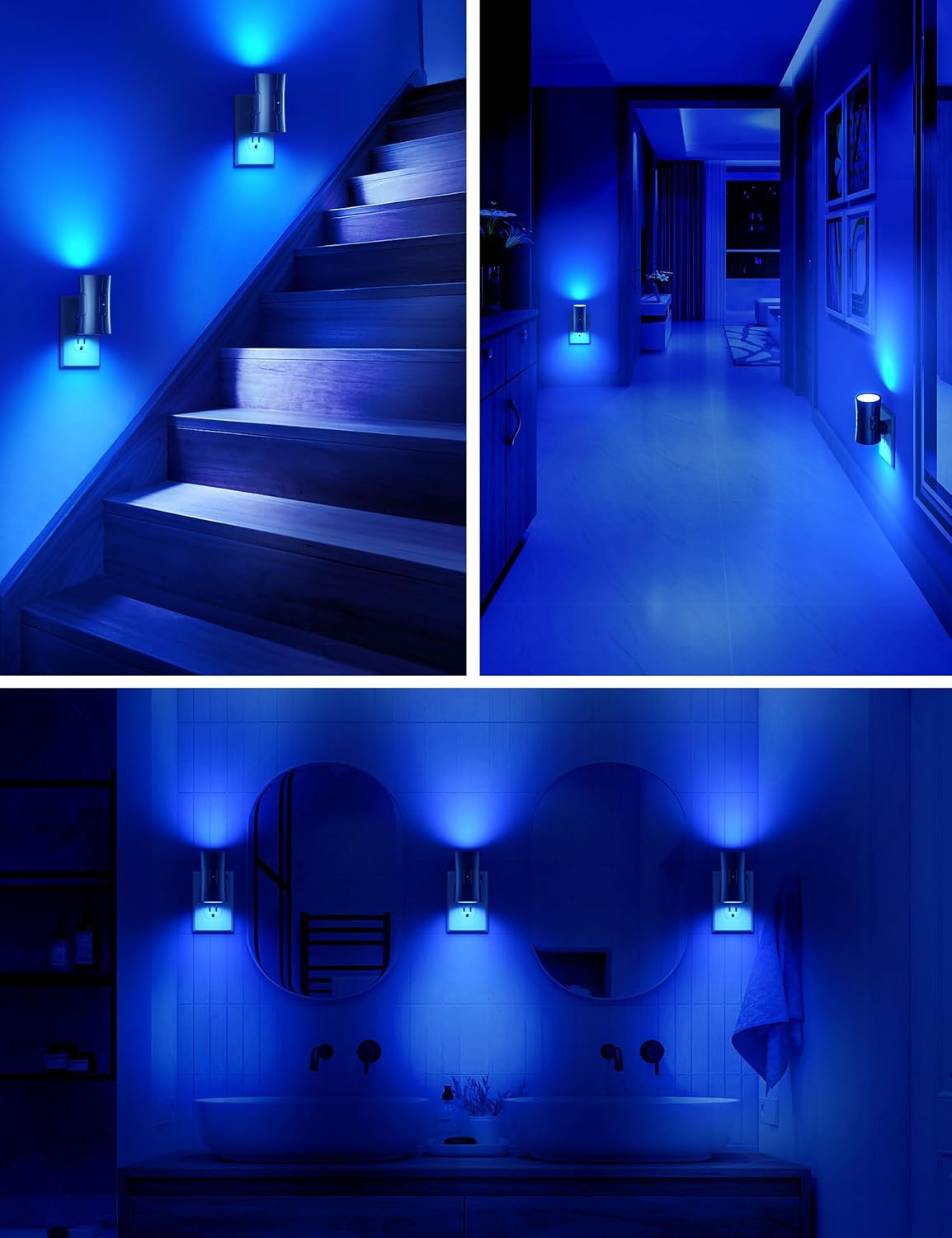 Sujeet LED Night Lights Plug into wall, Bright Night Light, Dusk to Dawn Sensor, Blue Night Light, 0-100LM Adjustable Brightness, Dimmable…