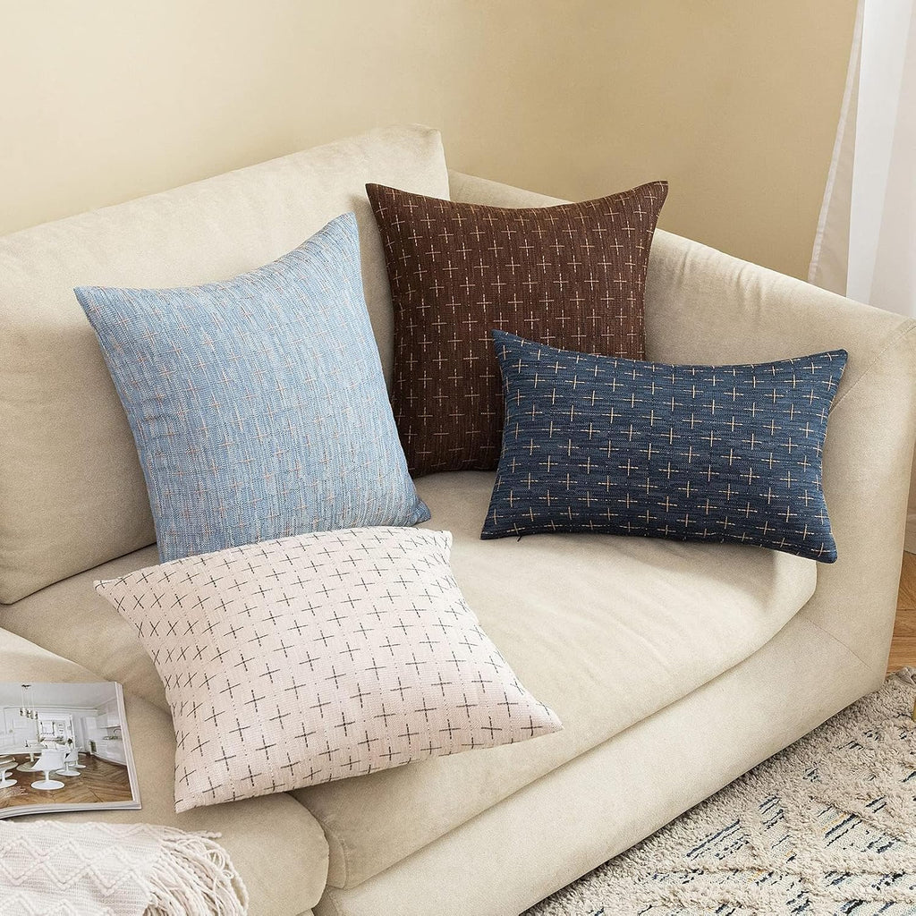 MIULEE Pack of 2 Decorative Burlap Linen Brown Throw Pillow Covers Modern Farmhouse Vintage Pillowcases Rustic Woven Textured Cushion…