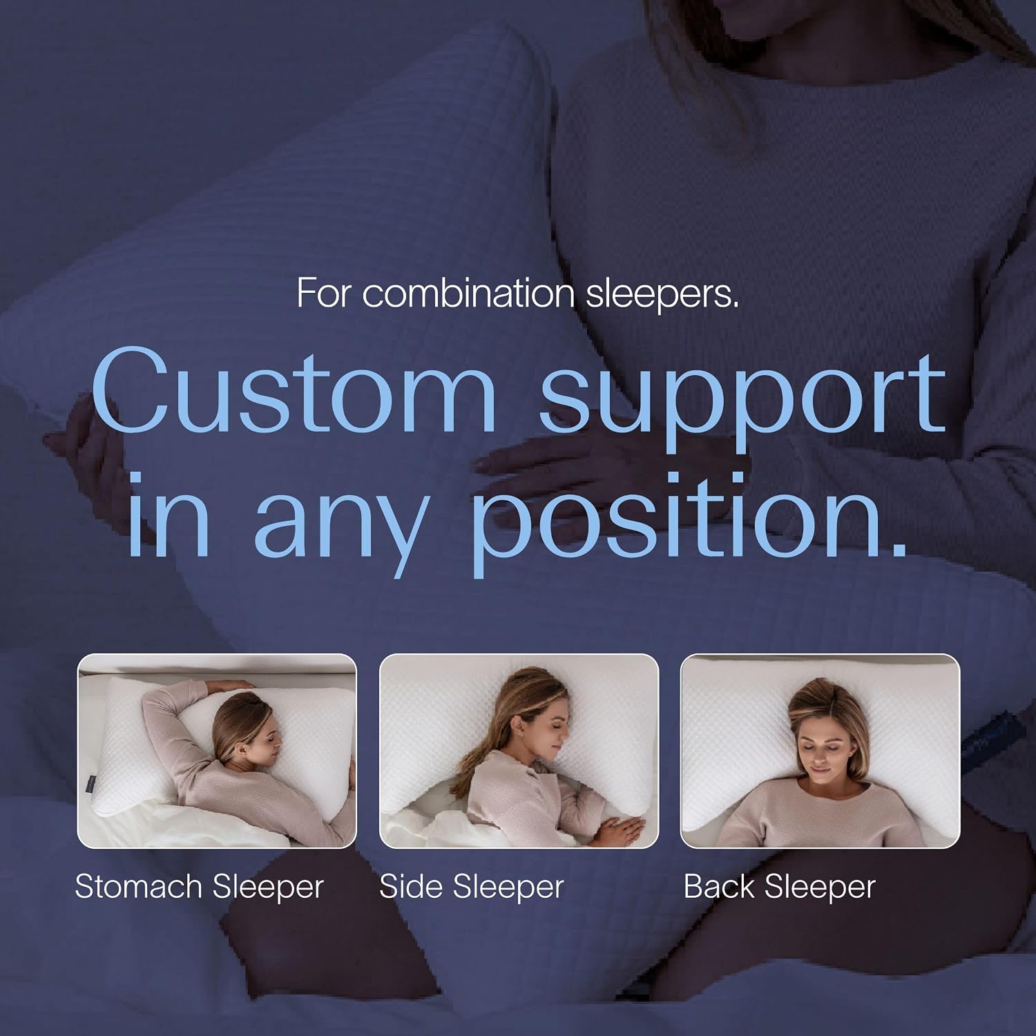 DreamyBlue Moon Pillow • Adjustable Loft, Luxury Cover, Shredded Memory Foam • for Back, Side and Combination Sleepers • Neutral Alignment…