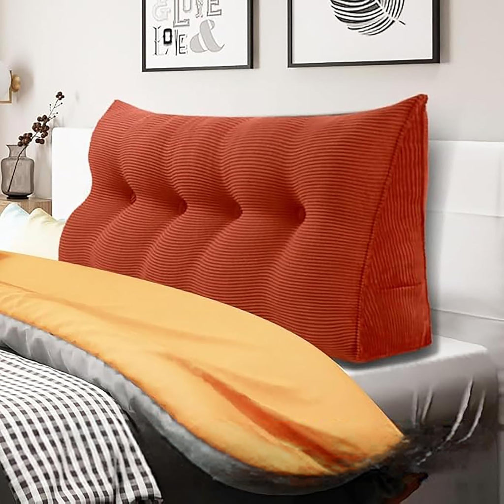 WOWMAX 100% Cotton Corduroy Headboard Pillow – Full Size Back Support Reading Wedge for Bed & Daybed, Plush Handmade Bolster Cushion with…