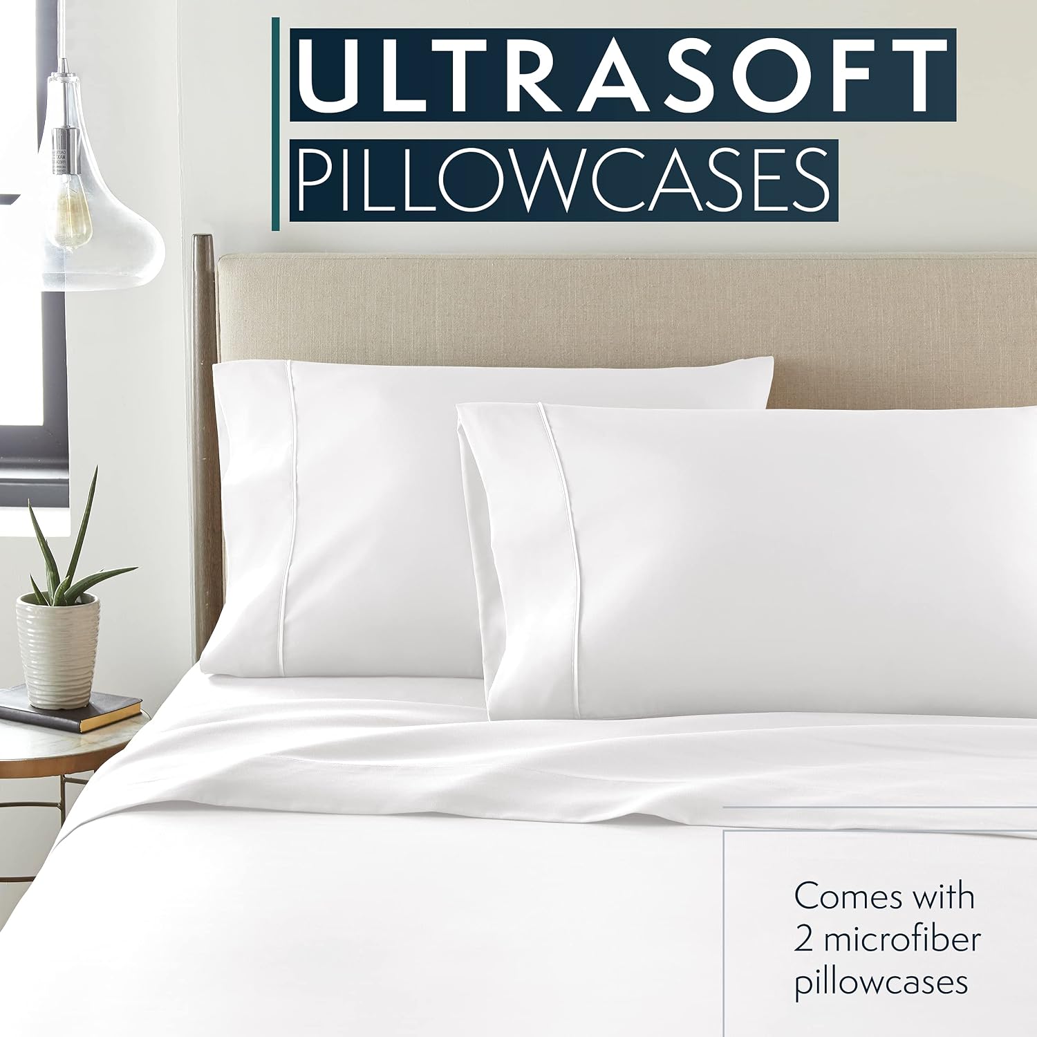 HCCollection HC Collection Pillow Cases Standard Size/Queen Size Set of 2- Microfiber, Extra Soft Pillowcases - easy maintenance &…