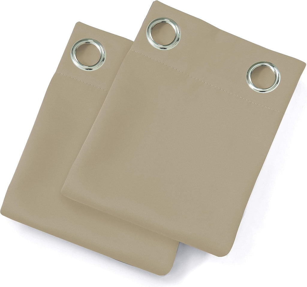 Lemomo Beige Thermal Blackout Curtains/52 x 63 Inch/Set of 2 Panels Room Darkening Curtains for Bedroom 63 Inch silver