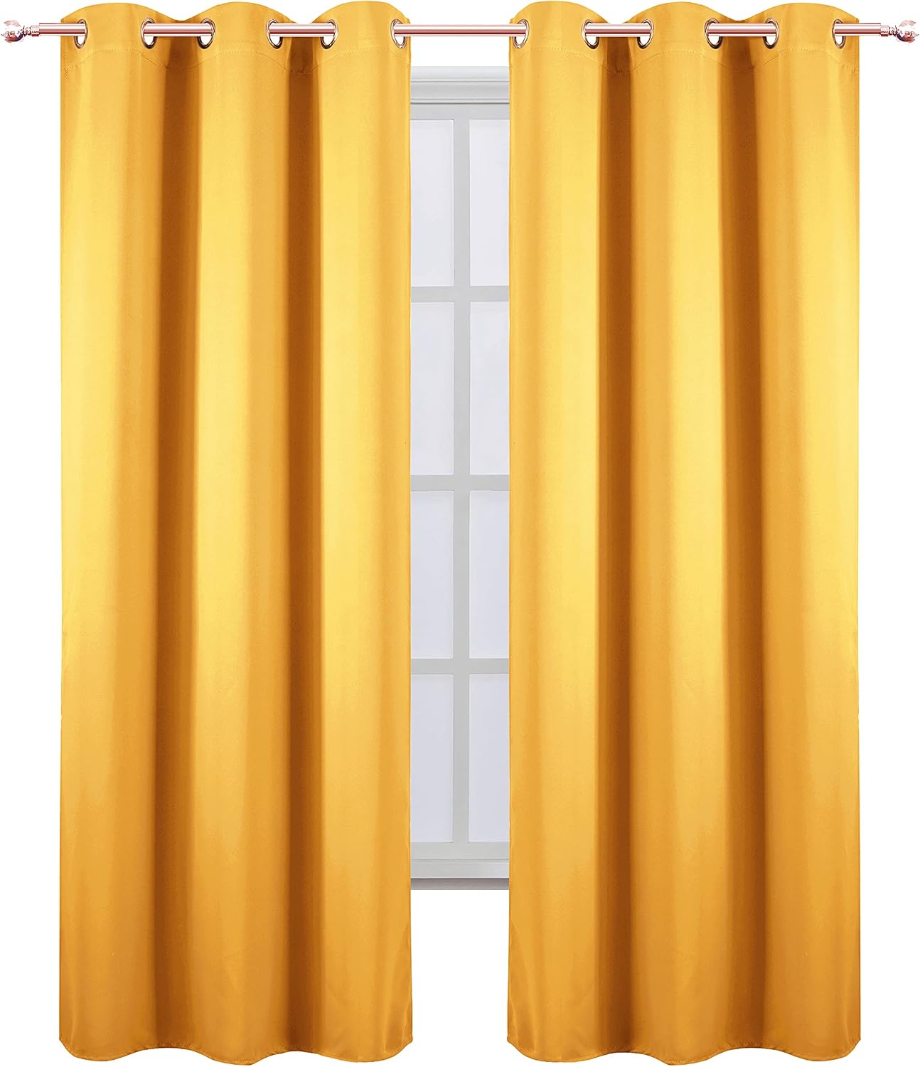 Lemomo Yellow Thermal Blackout Curtains/38 x 84 Inch/Set of 2 Panels Room Darkening Curtains for Bedroom 84 Inch silver