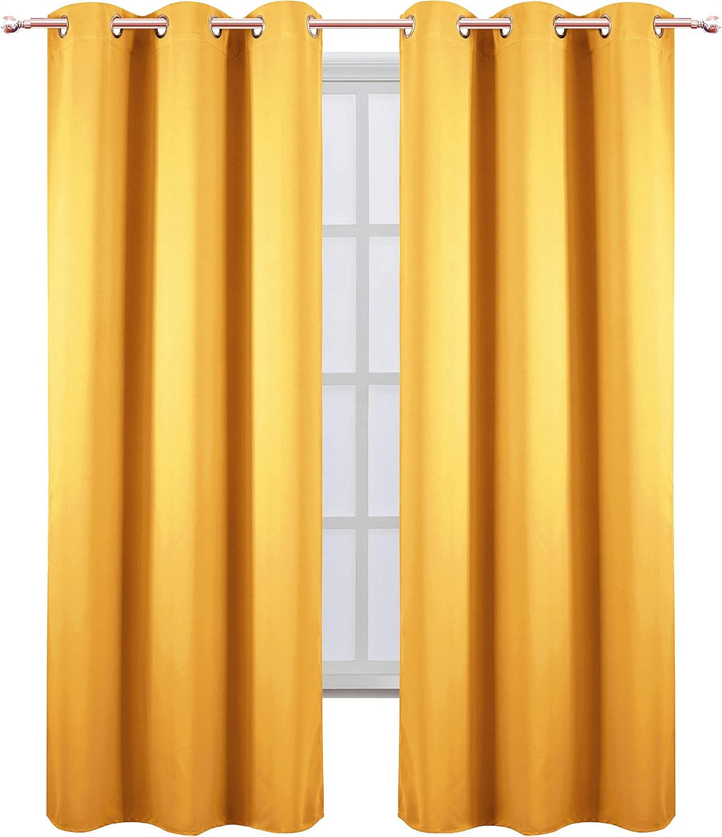 Lemomo Yellow Blackout Curtains 34 x 84 Inches Long/Set of 2 Curtain Panels/Thermal Insulated Room Darkening Blackout Curtains for Bedroom…