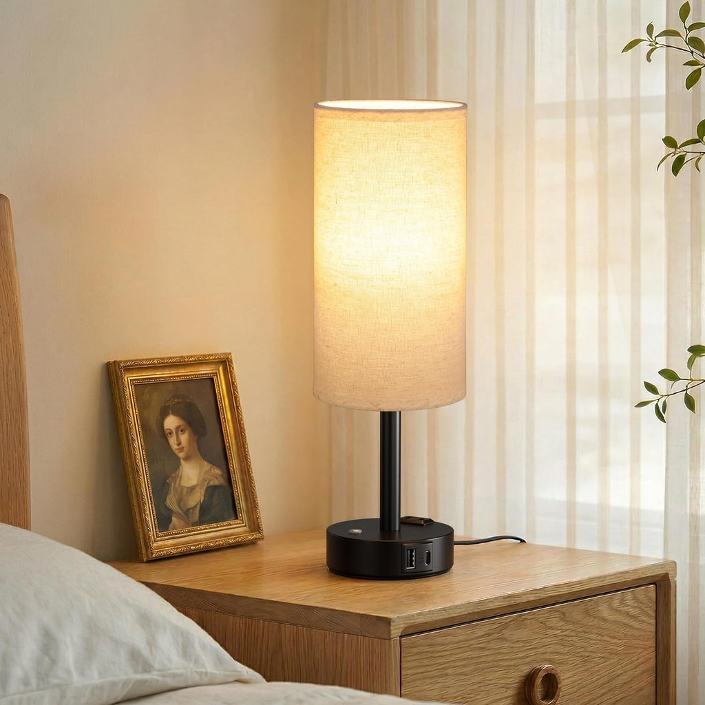Aooshine Touch Bedside Table Lamp with Memory - Stepless Dimmable Lamp for Bedroom, Small Nightstand Lamp with Dual USB Charging Ports and…