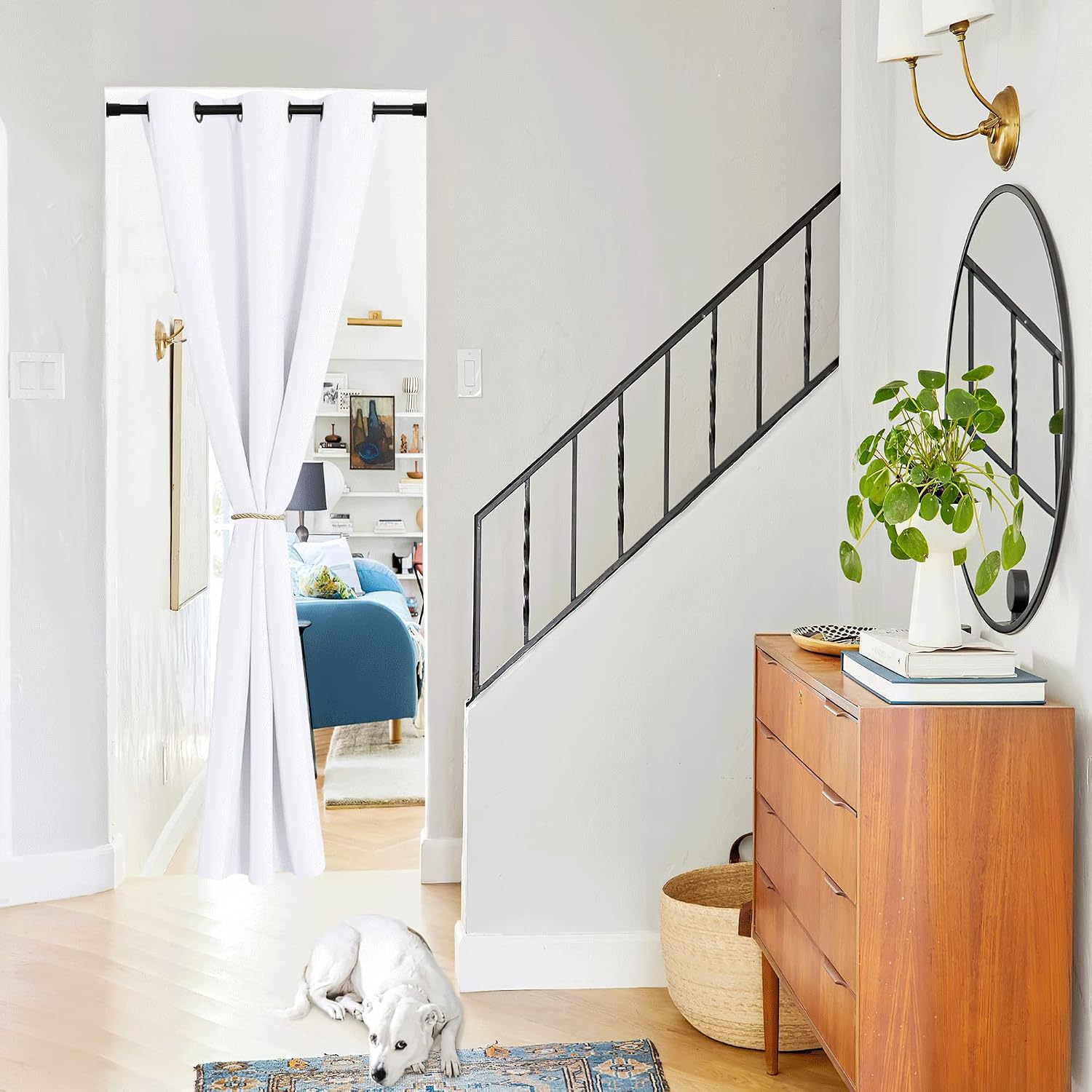 Nicetown Pure White Room Darkening Curtains for Bedroom, Thermal Insulated Grommet Window Curtains for Bathroom, French Door Curtain for Do…