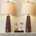 WIHTU 3 Color Temperature Table Lamps Set of 2, Beside Lamp with Linen Shade, 27'' Wood Grain Color Modern Table Lamp for Living Room…