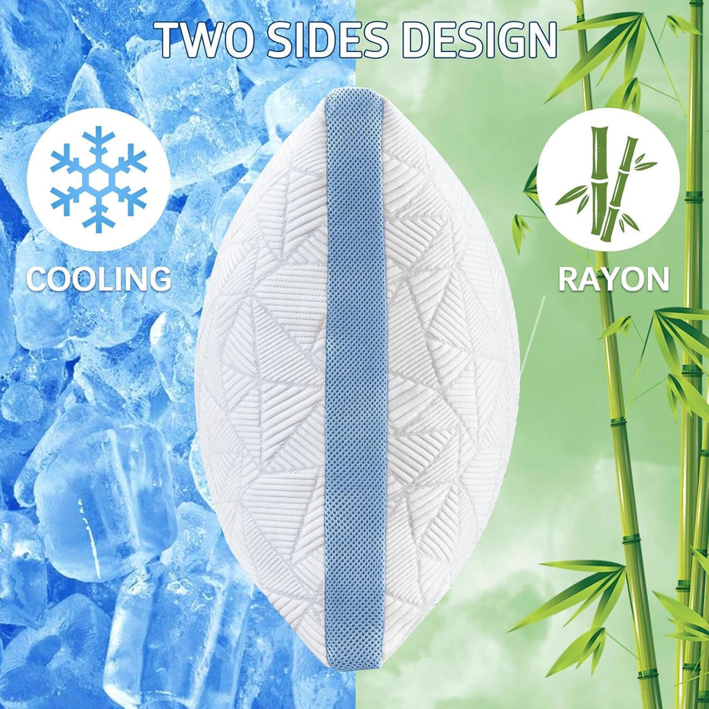 BETU Cooling Pillows Queen Size Set of 2, Shredded Memory Foam Cool Pillows for Hot Sleepers, Adjustable Firm Soft Support Bed Pillows…