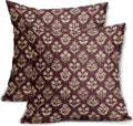 Burgundy Red Floral Block Print Pillow Covers 20x20 Inch Set of 2, Vintage Flower Pattern Decorative Throw Pillowcases Outdoor Farmhouse…