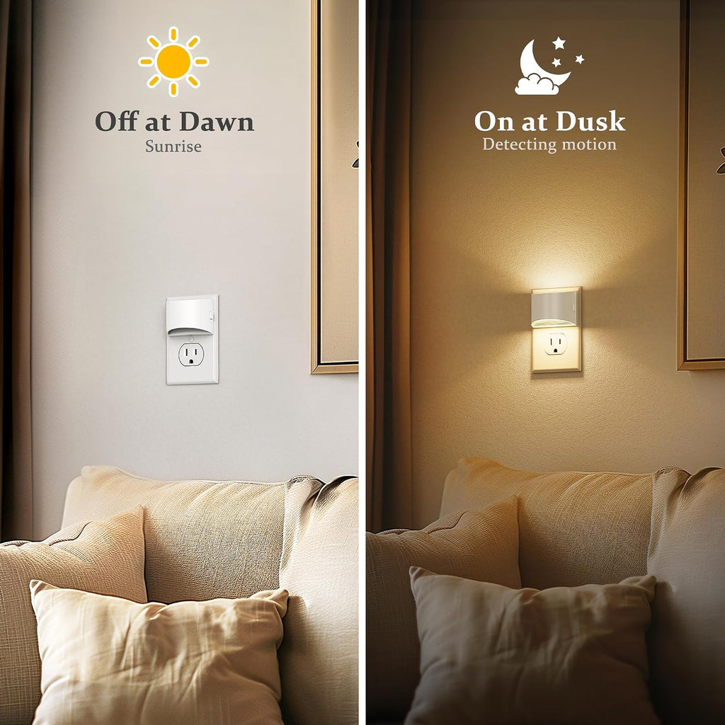 JandCase LED Night Lights Plug into Wall 2 Pack, Automatic Night Light, Dusk to Dawn Sensor Nightlight, 0-100LM Brightness Adjustable Night…