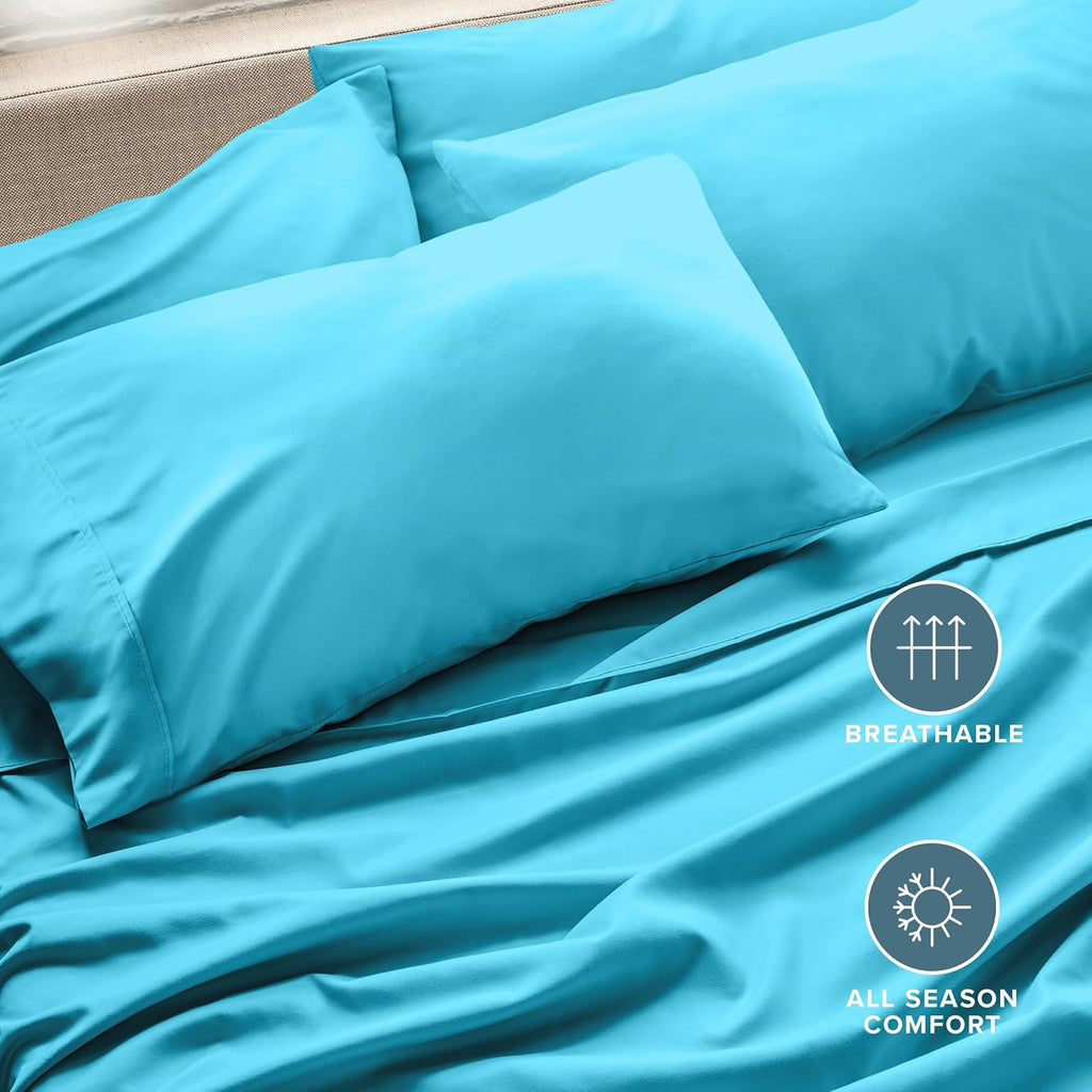 BareHome Bare Home Microfiber Bulk Pillow Cases - Standard/Queen Size Set of 4 - Cooling Pillowcases - Double Brushed - Aqua Pillowcases 4…