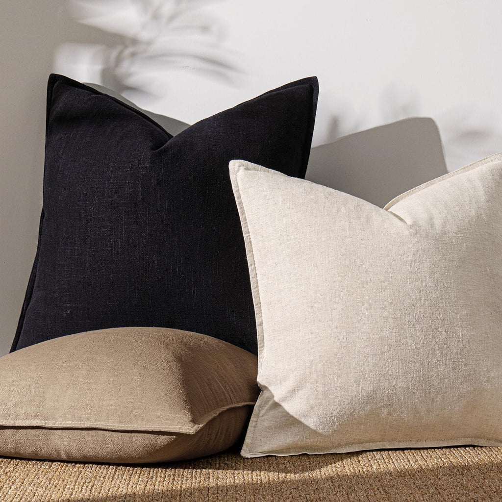 Anroduo Pack of 2 Decorative Linen Pillow Covers Black Neutral Farmhouse Boho Soild Cushion Case Soft Accent Pillowcase for Couch Sofa Bedr…