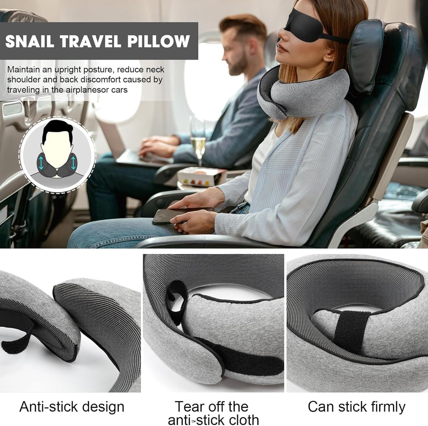 Weershun Travel Pillow for Airplanes, 2026 Memory Foam Neck Pillow with Chin Wrap for Traveling, Suitable for Airplanes, Offices and Cars (…
