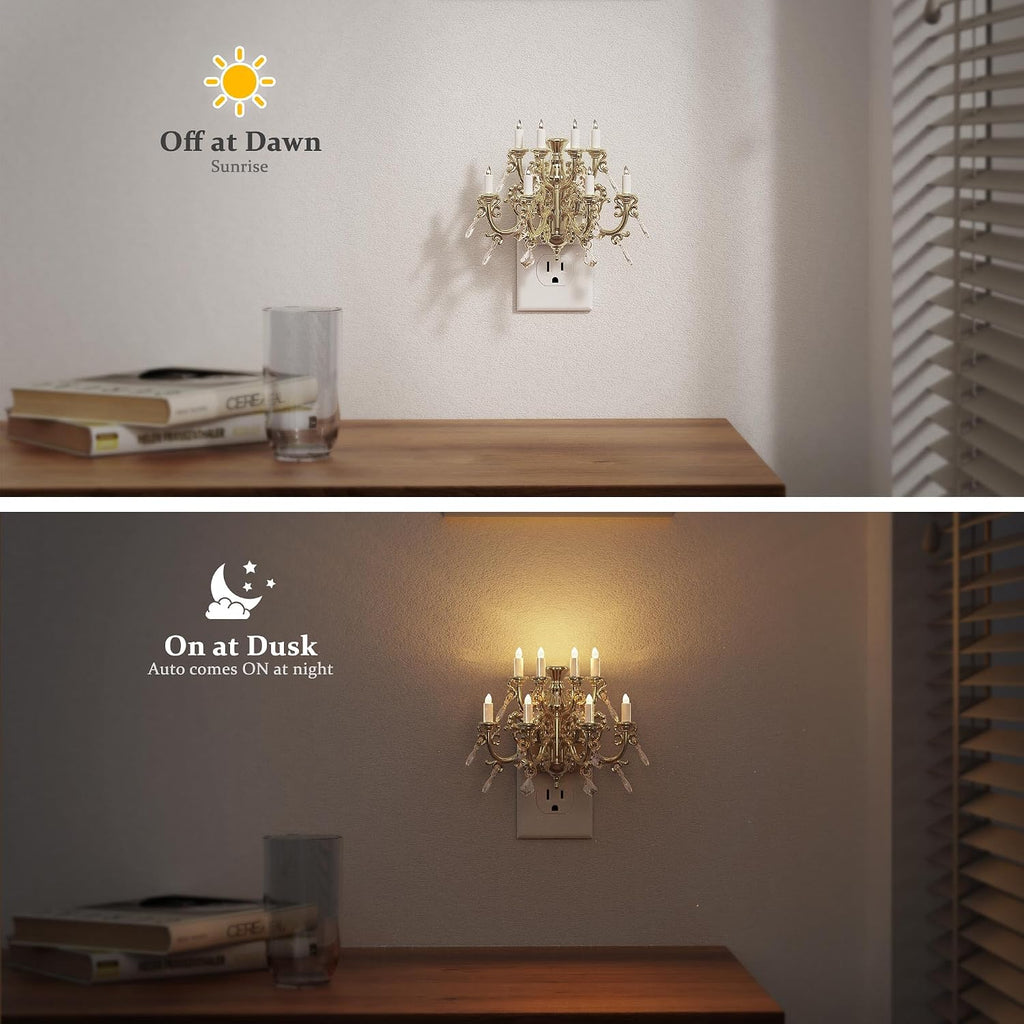 JandCase Night Lights Plug Into Wall, Dimmable Warm White & Flame Effect Pendant Night Light, Dusk to Dawn Sensor, 180° Rotatable Plug…