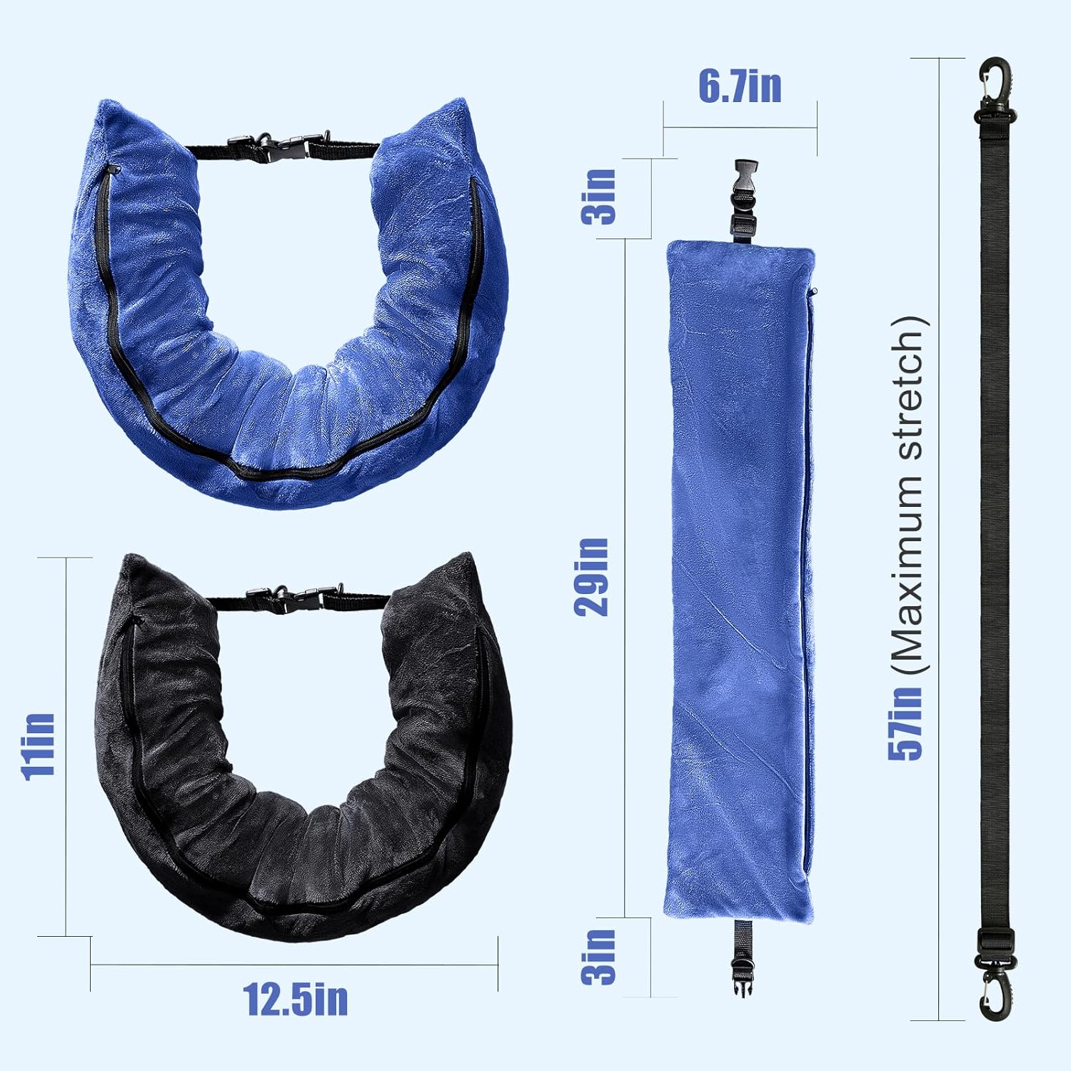 2Pack Stuffable Travel Pillow for Extra Luggage, Velvet Travel Neck Pillow with Adjustable Neck Size, Fits About 6 T-Shirts Travel…