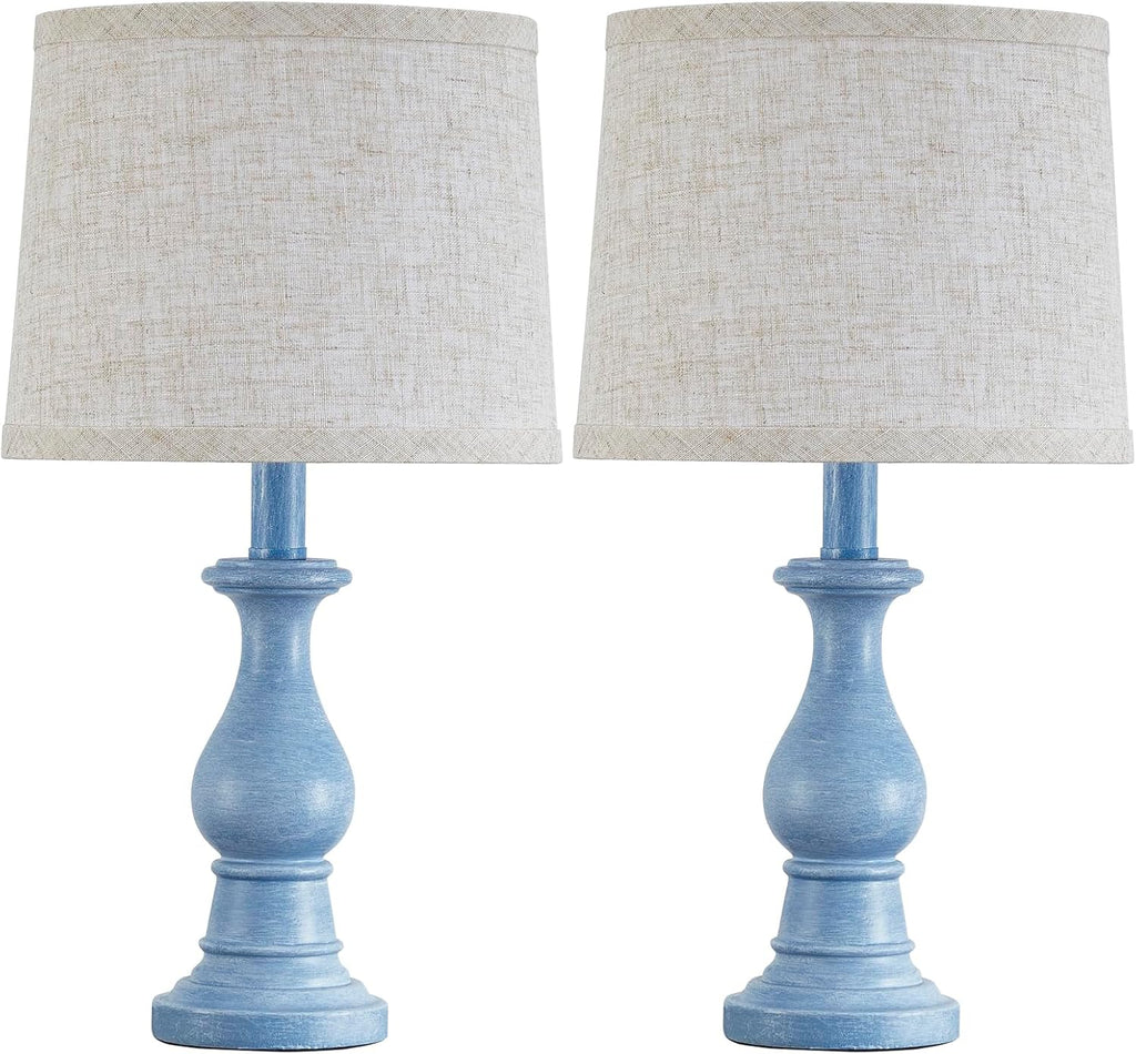 Vintage Table Lamp for Living Room Bedroom, 18.5" Farmhouse Bedside Lamps Nightstand Lamp Set of 2, Table Lamps with Oatmeal Linen Lamp…