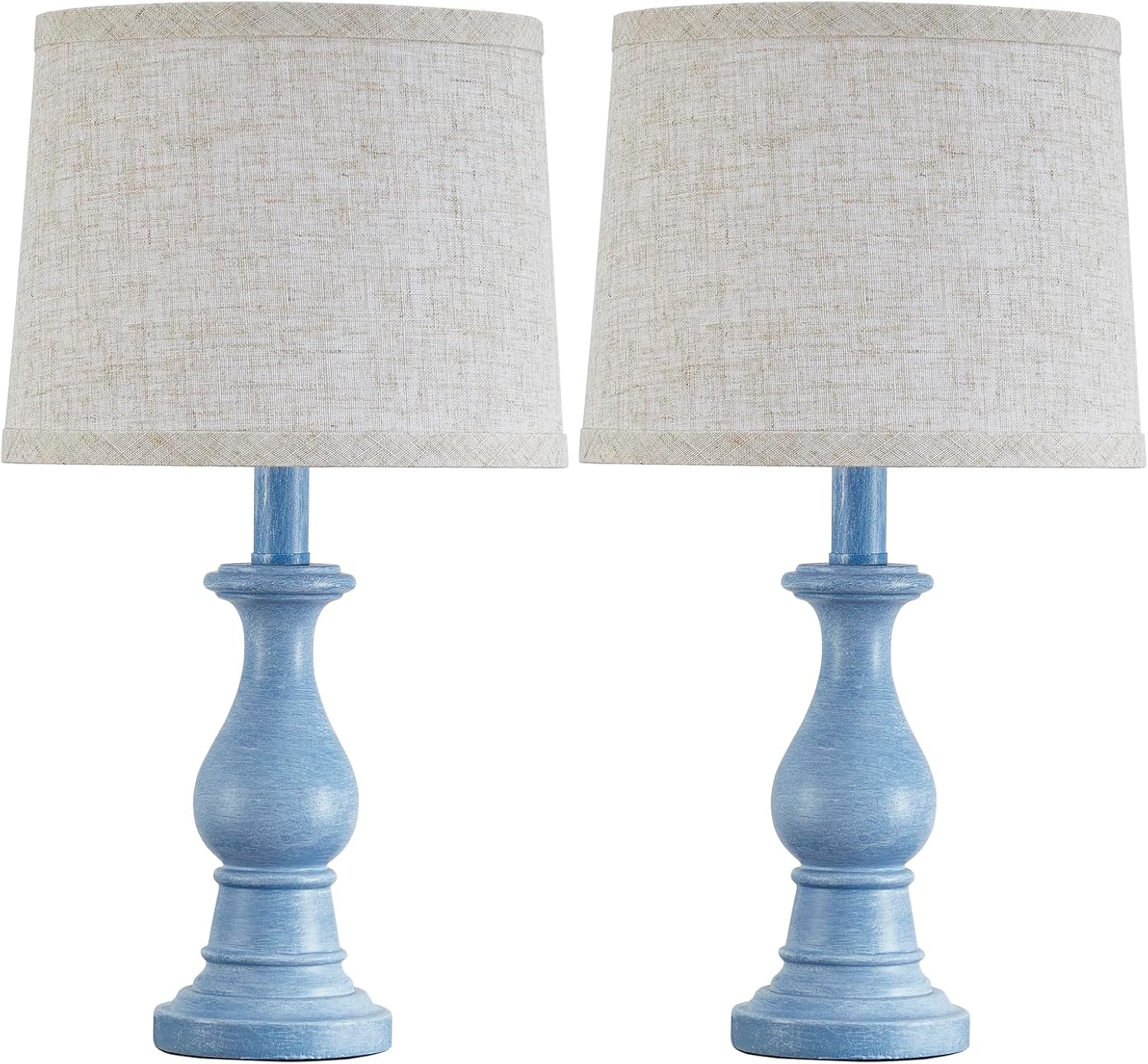 Vintage Table Lamp for Living Room Bedroom, 18.5" Farmhouse Bedside Lamps Nightstand Lamp Set of 2, Table Lamps with Oatmeal Linen Lamp…