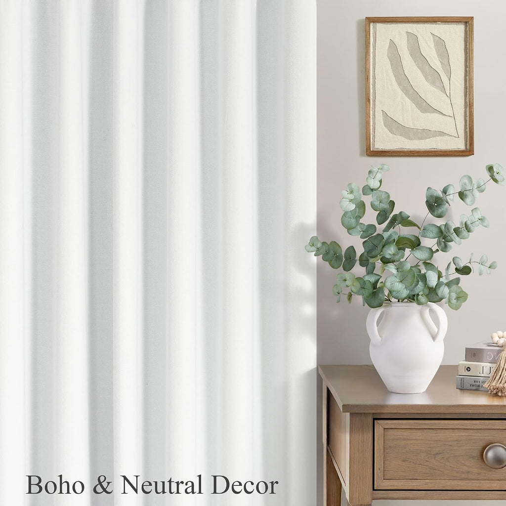 Dancurton White Living Room Darkening Curtains 72 Inches Long 6 ft Length 2 Panel Cute Black Out Linen Window Drape for Nursery Bedroom Opa…