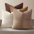 Miulee Brown Throw Pillow Covers 18x18 Inch Set of 4 Boho Farmhouse Cushion Cases Neutral Gradient Corduroy Pillow Cases with Invisible Zip…