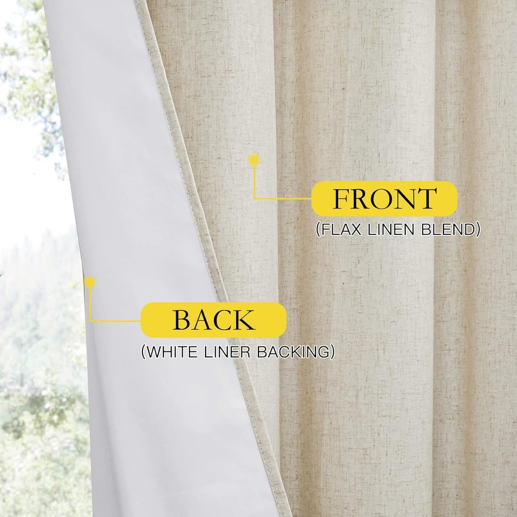 NICETOWN Natural Linen Curtains 45" Long with Noise Reducing for Small Window, 52" Wide, 2 PCs, Complete Blackout Drapes, Thermal…
