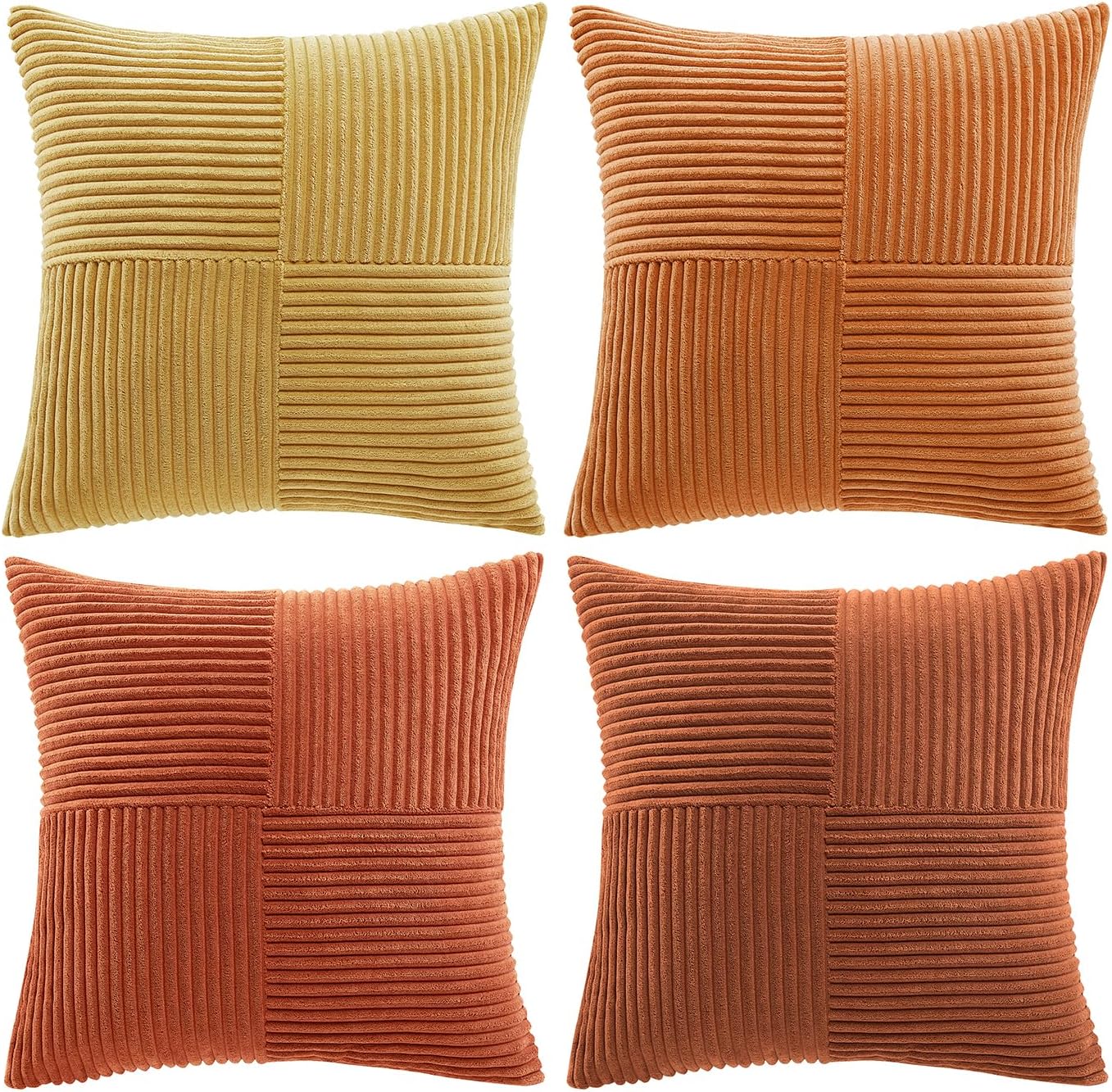 Fancy Homi Set of 4 Boho Fall Decorative Throw Pillow Covers 18x18 Inch for Couch Bed Sofa Bedroom, Modern Farmhouse Home Decor, Soft…