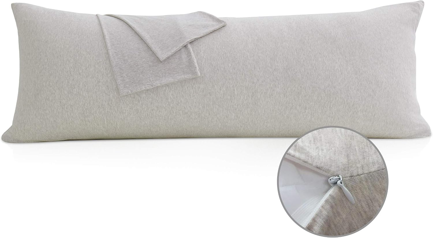 Oubonun 100% Jersey Cotton Body Pillow Cover with Zipper - Luxury Soft Removable Pillow Case - Long Fuzzy - Knitted (Cream, 21"X54") Cotton