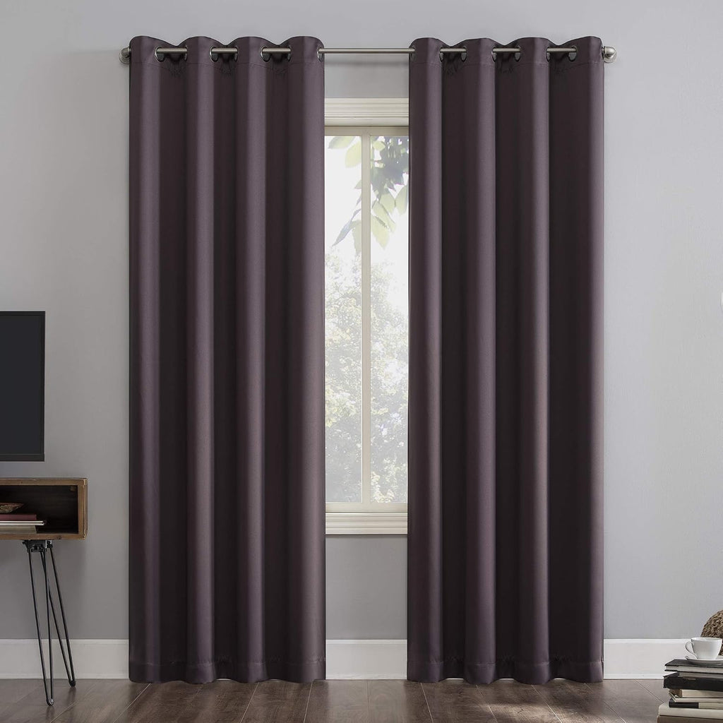 Sun Zero Nordic 2-pack Theater Grade Extreme 100% Blackout Grommet Curtain Panel Pair, 52" x 96", Fig